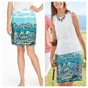 Talbots Venice Gondola Cityscape Scene Skirt Sz 6 New Nwt